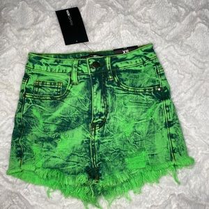 Fashion Nova Green Acid wash Jean shorts